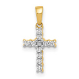 Image of 14K Yellow Gold and Rhodium 1/10ctw Diamond Latin Cross Pendant