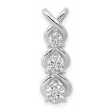 Image of 14k White Gold A Diamond 3 Stone Criss-Cross Chain Slide Pendant
