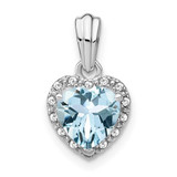 Image of Sterling Silver Aquamarine and Diamond Pendant PM7400-AQ-007-SSA