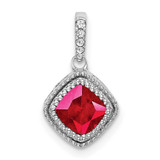 Image of 14k White Gold Cushion Ruby and Diamond Pendant PM7092-RU-013-WA