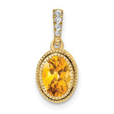Image of 14K Yellow Gold Oval Citrine and Diamond Pendant PM7093-CI-020-YA