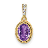 Image of 14K Yellow Gold Oval Amethyst and Diamond Pendant PM7093-AM-020-YA