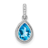 Image of 14k White Gold Pear Blue Topaz and Diamond Pendant PM7094-BT-030-WA