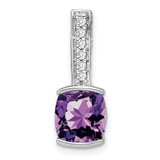 Image of 14k White Gold Cushion Amethyst and Diamond Pendant PM7049-AM-012-WA