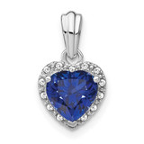 Image of Sterling Silver Created Sapphire and Diamond Pendant PM7400-CSA-007-SSA