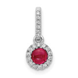 Image of 14k White Gold Diamond and Cabochon Ruby Halo Pendant PM4031-RU-009-WA