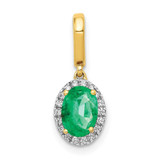 Image of 14K Yellow Gold Diamond and Oval Emerald Halo Pendant PM5254-EM-010-YA