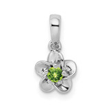 Image of Sterling Silver Rhodium-plated Floral Peridot Pendant QBPD30PE