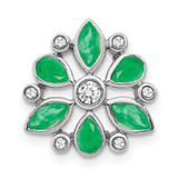 Image of 14k White Gold Emerald and Diamond Chain Slide Pendant PM7219-EM-013-WA