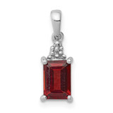 Image of Sterling Silver Rhodium-plated Garnet & Diamond Pendant QDX643