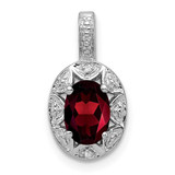 Image of Sterling Silver Rhodium-plated Diamond & Garnet Pendant QBPD10JAN