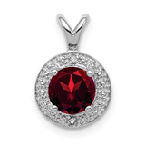 Image of Sterling Silver Rhodium-plated Diamond & Garnet Pendant QBPD11JAN
