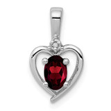Image of Sterling Silver Rhodium-plated Garnet & Diamond Pendant QBPD19JAN