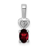 Image of Sterling Silver Rhodium-plated Garnet & Diamond Pendant QBPD23JAN