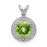 Image of Sterling Silver Rhodium-plated Diamond & Peridot Pendant QBPD11AUG