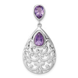 Image of Sterling Silver Rhodium-plated Polished Amethyst Pendant QP4254