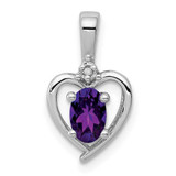 Image of Sterling Silver Rhodium-plated Amethyst & Diamond Pendant QBPD19FEB