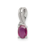 Image of Sterling Silver Rhodium-plated Diamond & Ruby Oval Pendant QP2985R