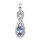 Image of Sterling Silver Rhodium-plated Tanzanite & Diamond Pendant QDX962