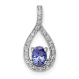 Image of Sterling Silver Rhodium-plated Tanzanite & Diamond Pendant QDX955
