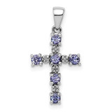 Image of Sterling Silver Rhodium-plated Tanzanite & Diamond Pendant QDX949
