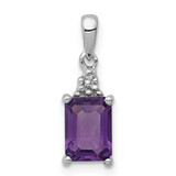 Image of Sterling Silver Rhodium-plated Amethyst and Diamond Pendant QDX398