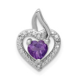 Image of Sterling Silver Rhodium-plated Amethyst and Diamond Pendant QP3127AM