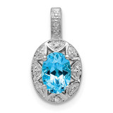 Image of Sterling Silver Rhodium-plated Diamond & Blue Topaz Pendant QBPD10DEC