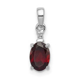 Image of Sterling Silver Rhodium-plated Diamond & Garnet Oval Pendant QP3054GA
