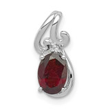 Image of Sterling Silver Rhodium-plated Diamond & Garnet Oval Pendant QP2978GA