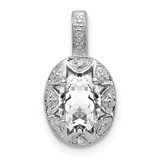 Image of Sterling Silver Rhodium-plated Diamond & White Topaz Pendant QBPD10APR