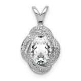 Image of Sterling Silver Rhodium-plated Diamond & White Topaz Pendant QBPD12APR