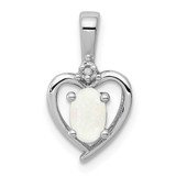 Image of Sterling Silver Rhodium-plated Created Opal & Diamond Pendant QBPD19OCT