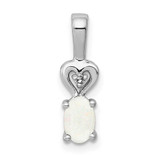 Image of Sterling Silver Rhodium-plated Created Opal & Diamond Pendant QBPD23OCT