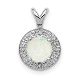 Image of Sterling Silver Rhodium-plated Diamond & Created Opal Pendant QBPD11OCT