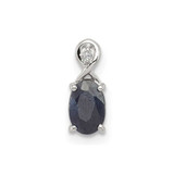 Image of Sterling Silver Rhodium-plated Diamond & Sapphire Oval Pendant QP2984S
