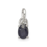 Image of Sterling Silver Rhodium-plated Diamond & Sapphire Oval Pendant QP2986S