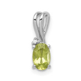 Image of Sterling Silver Rhodium-plated Diamond and Peridot Oval Pendant QP2985PE