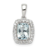 Image of Sterling Silver Rhodium-plated White Topaz & Aquamarine Pendant QP2994AQ