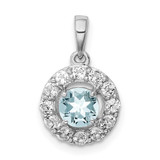 Image of Sterling Silver Rhodium-plated White Topaz & Aquamarine Pendant QP3000AQ