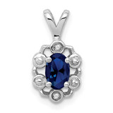 Image of Sterling Silver Rhodium-plated Created Sapphire & Diamond Pendant QBPD22SEP