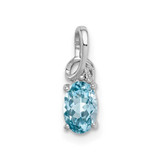 Image of Sterling Silver Rhodium-plated Diamond & Sky Blue Topaz Oval Pendant QP2986BT