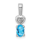 Image of Sterling Silver Rhodium-plated Light Swiss Blue Topaz & Diamond Pendant QBPD23DEC