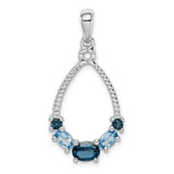 Image of Sterling Silver Rhodium-plated London blue and London Blue Topaz Pendant QP5195