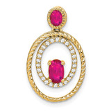 Image of 14K Yellow Gold Ruby and Diamond Oval Pendant