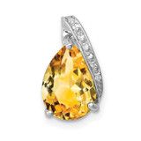 Image of Sterling Silver Rhodium-plated Pear Citrine Pendant