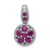 Image of Sterling Silver Rhodium-plated & Ruby Circle Pendant