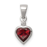 Image of Sterling Silver Rhodium-plated Garnet Diamond Pendant