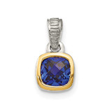 Image of Sterling Silver w/ 14K Accent Created Sapphire Pendant