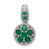 Image of Sterling Silver Rhodium-plated & Emerald Circle Pendant